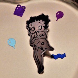 Vintage 1940's Heavy Oxidized Sterling Silver Betty Boop Brooch, Signed